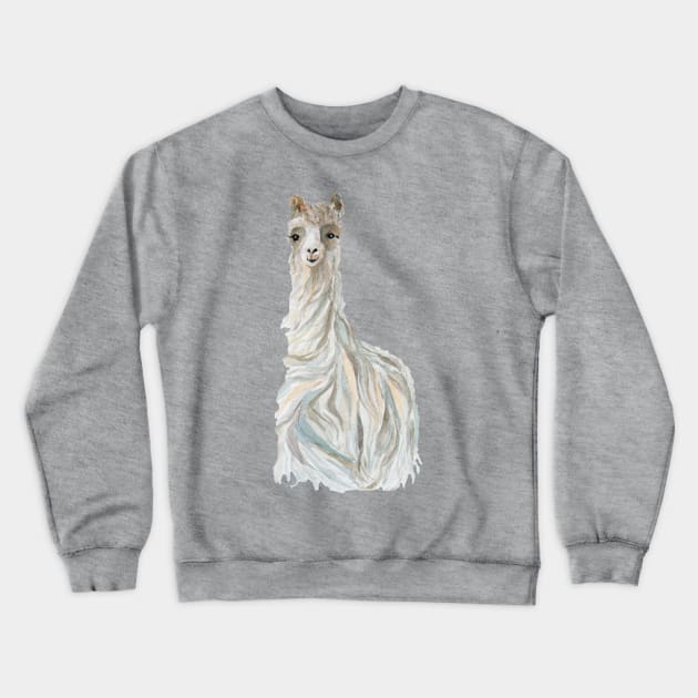 Llama watercolor drawing Crewneck Sweatshirt by Kuhtina